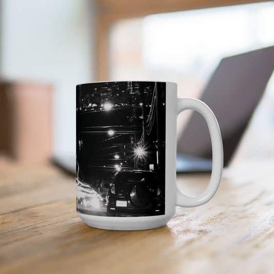 Elegant 15oz Ceramic Coffe Mug Printed With Beautifull Night Urban Photo.