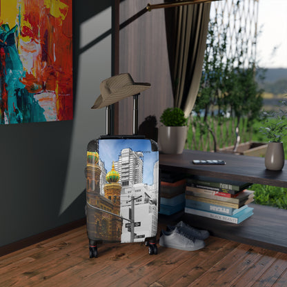 Cityscape Carry-On Suitcase — Vintage Church & Modern Skyline Travel Luggage