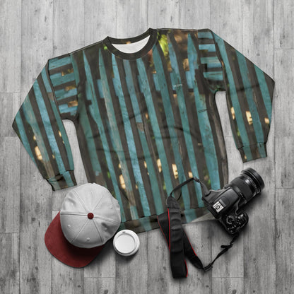 Striped Teal Fence Pattern Sweatshirt