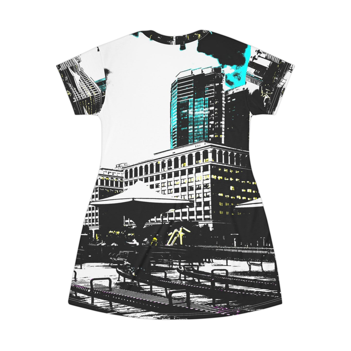 Cityscape Print Dress — Urban Skyline
