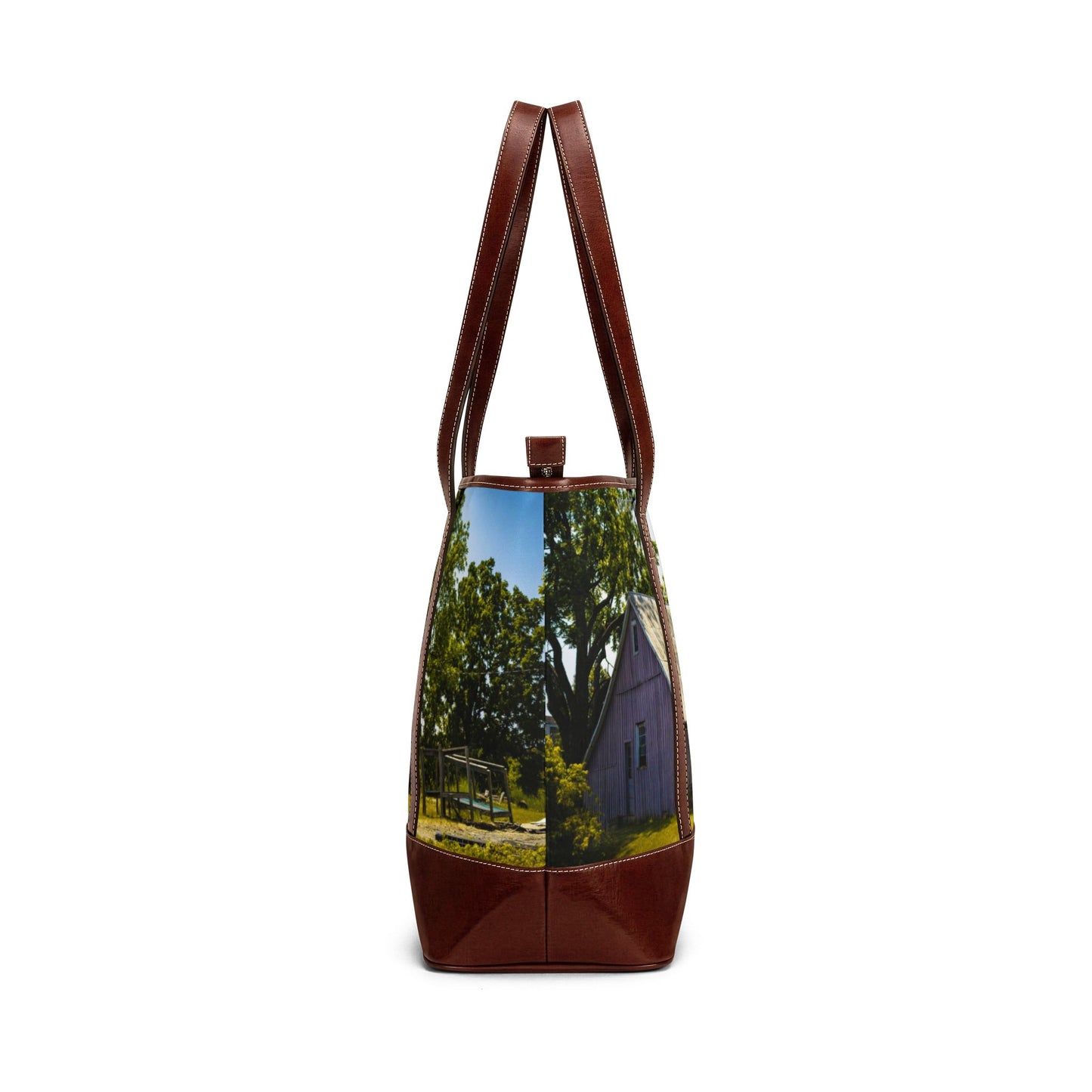 Barn Landscape Tote Bag — Rustic Farmhouse Handbag with Country Barn Photo