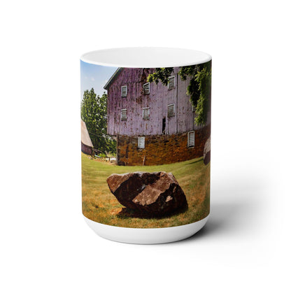 Elegant 15oz Ceramic Coffee Mug printed with a beautiful country landscape.