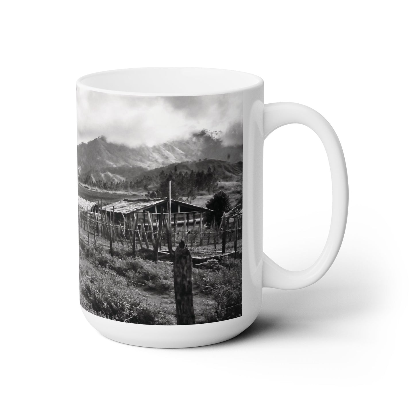 Elegant 15oz Ceramic Coffe Mug Printed with Magnifisent Countryside Natural Landscape.