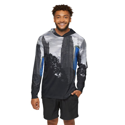 Lower Manhattan NYC Skyline Waterproof Warmup Hoodie — One World Trade Center Design