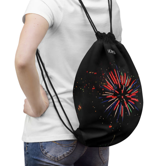 Drawstring Bag with Beautiful High-Res, Full Color Firework Image.