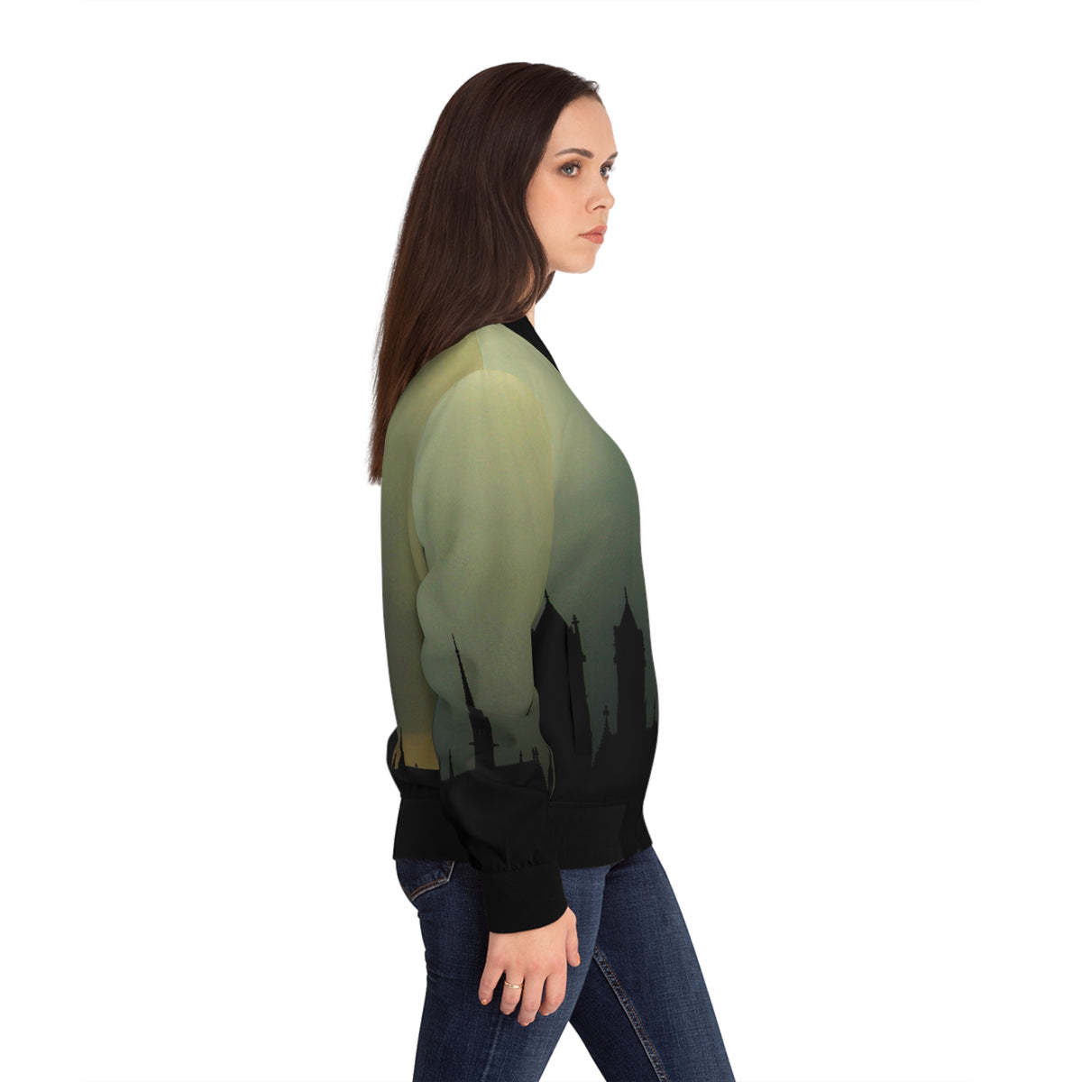 Newark Cathedral Women's Bomber Jacket - Newark Ethereal Silhouette