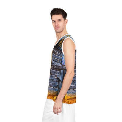 Rustic Barn Photo Basketball Jersey – Autumn Country Cabin