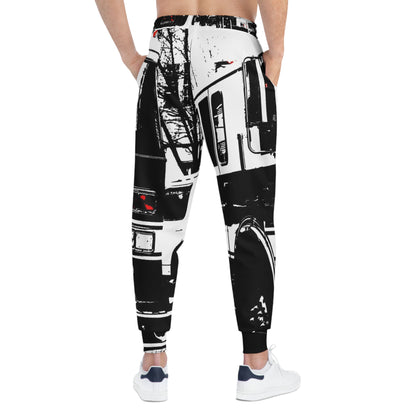 Fire Truck Joggers — Retro Black & White Streetwear