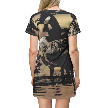 Lakeside Duck Dress – High-Contrast Serenity Edition