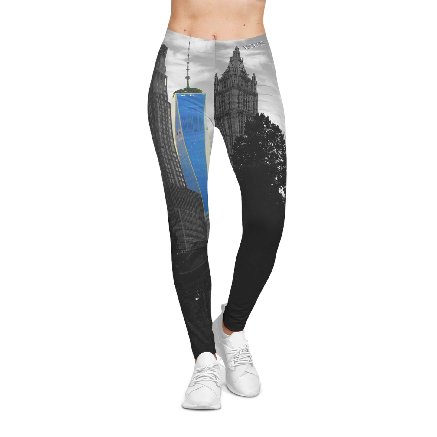New York Skyline Leggings — Blue One World Trade Center Accent