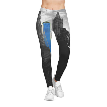 New York Skyline Leggings — Blue One World Trade Center Accent