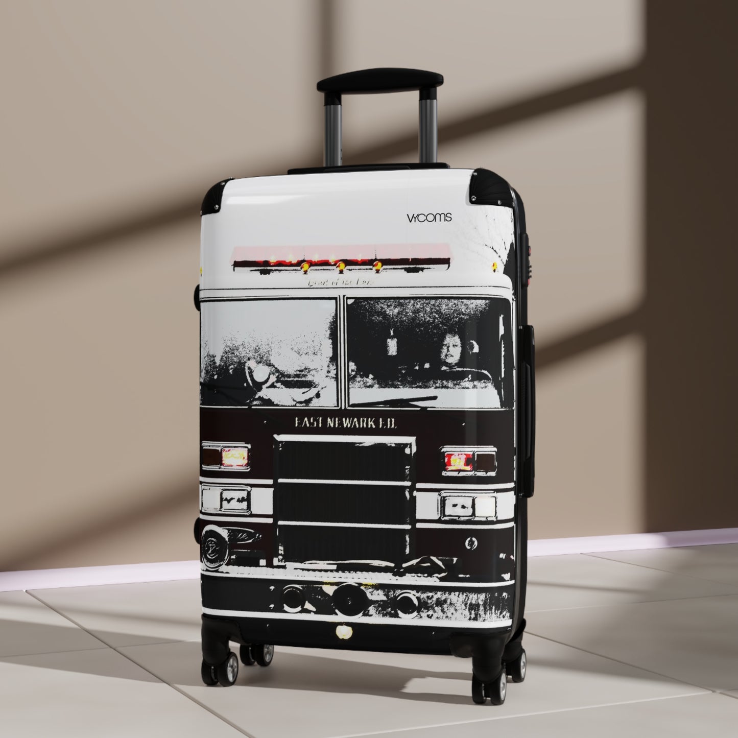 Vintage Fire Truck Carry-On Suitcase — Retro Emergency Vehicle Luggage