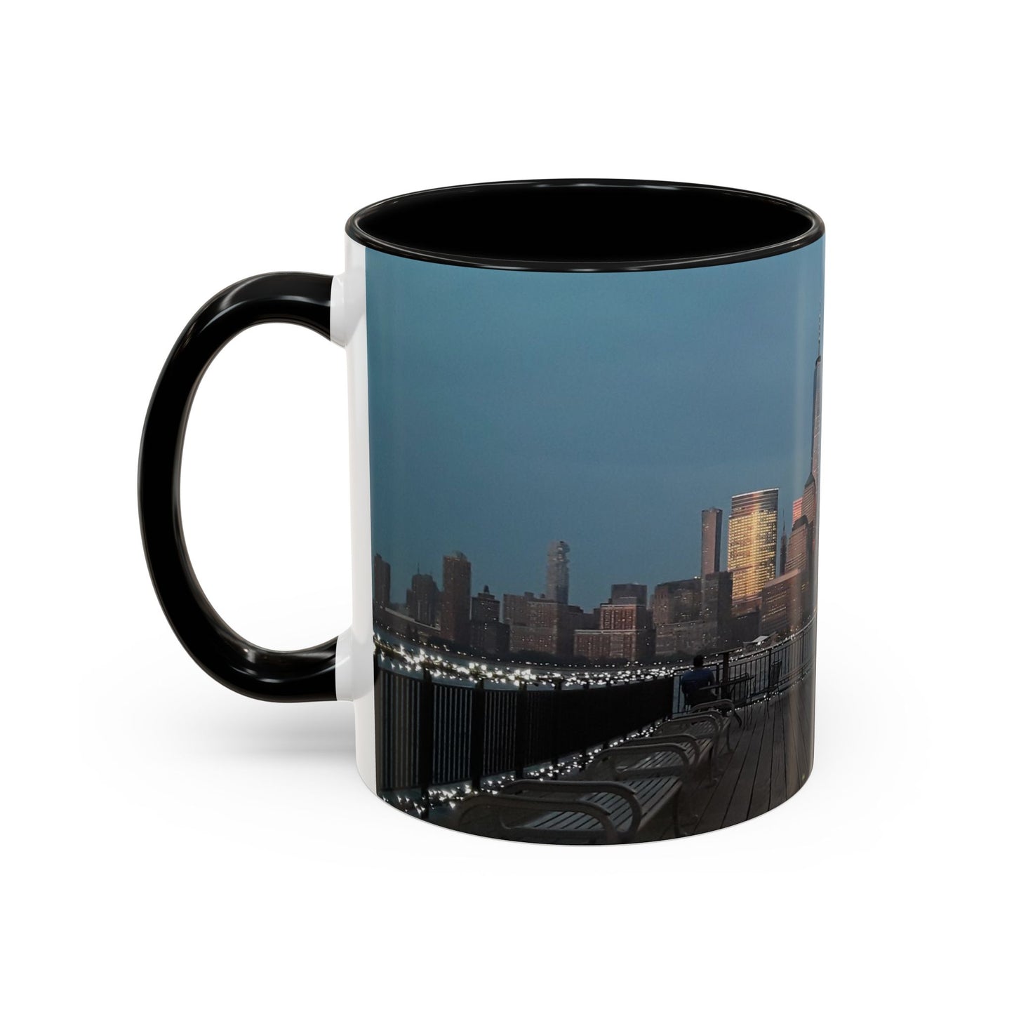 Two Tone 11 oz. Ceramic Mug, Printed with a High-Res Image of  New  York City View.