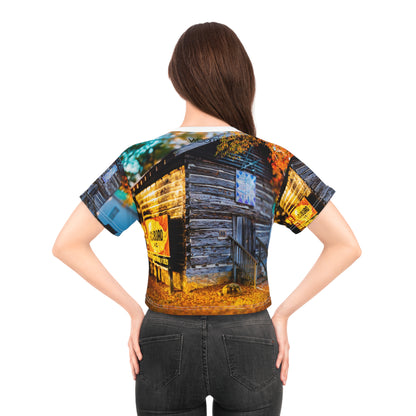 Rustic Barn Photo Crop Tee — Vintage Country Cabin All-Over Print