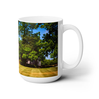 Elegant 15oz Ceramic Coffee Mug with a beautiful image of a country side