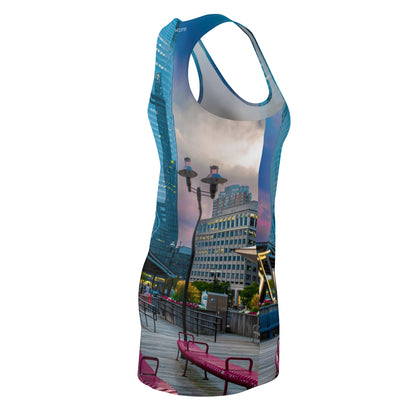J Owen Grundy Park Skyline Racerback Dress — City Park to Glass Skyscraper Print