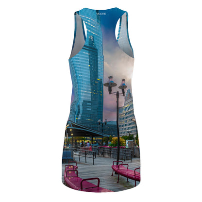 J Owen Grundy Park Skyline Racerback Dress — City Park to Glass Skyscraper Print