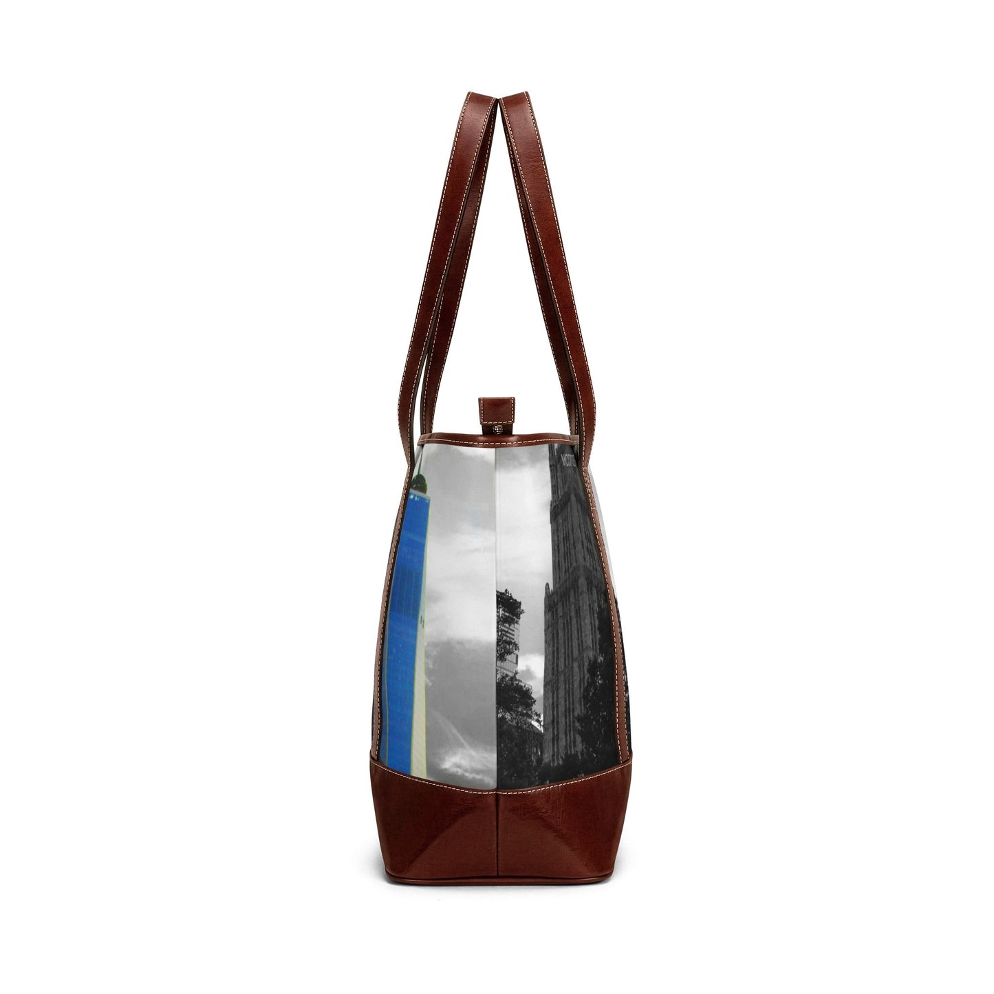 City Skyline Tote Handbag — Blue Tower Urban Scene