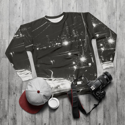City Night Drive Sweatshirt — Black & White Urban Night Vibe