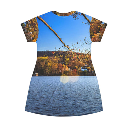 Autumn Lakeview Dress – Scenic Fall Waterfront Vibe
