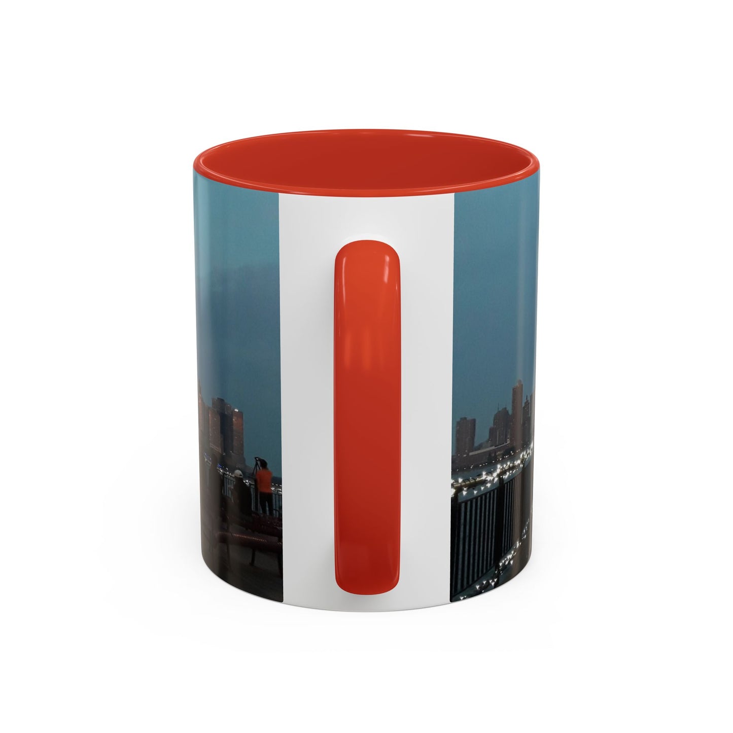 Two Tone 11 oz. Ceramic Mug, Printed with a High-Res Image of  New  York City View.