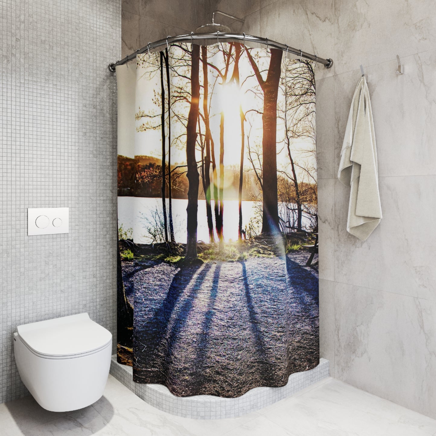 Shower Curtain Printed With Exclusive, High-Res, Full Color Beautiful Image.