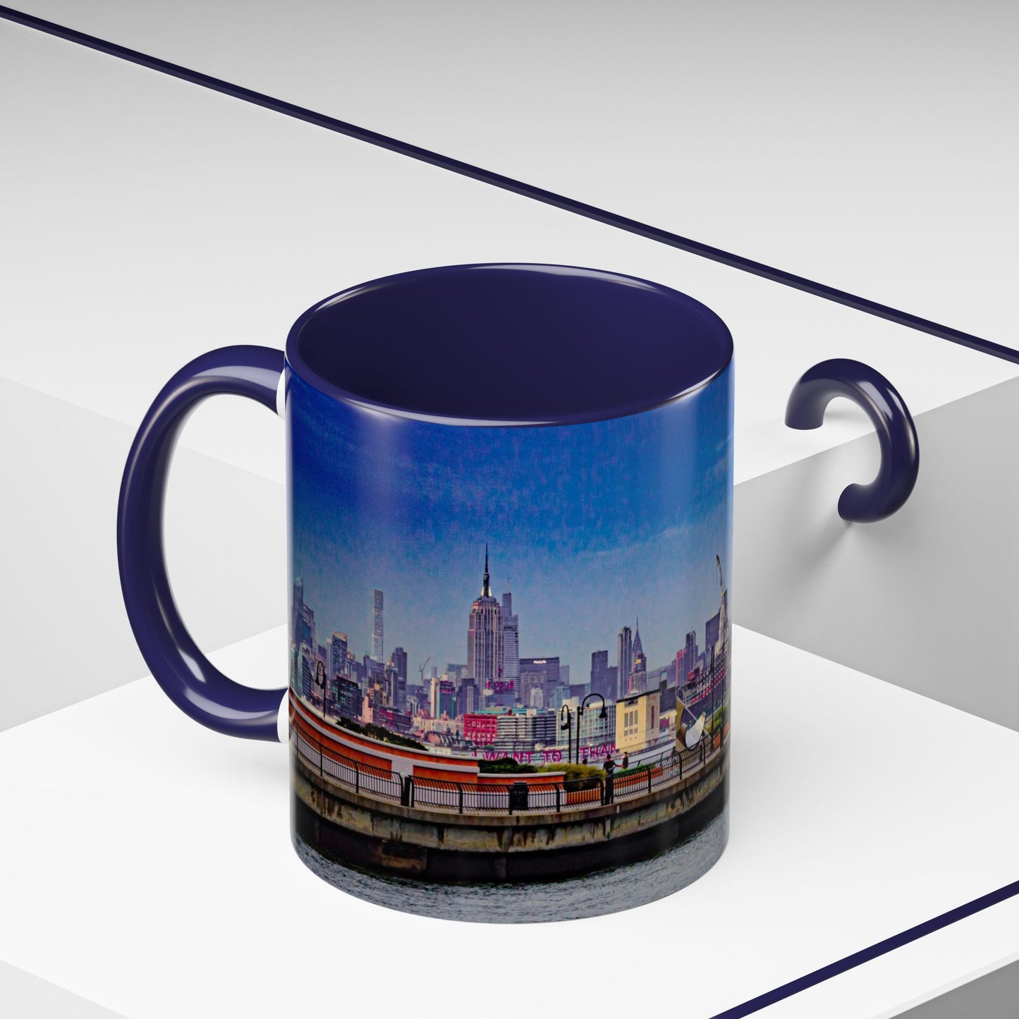 Two Tone 11oz Ceramic, Coffe Mug, Printed with a High-Res Elegant New New York City View Image