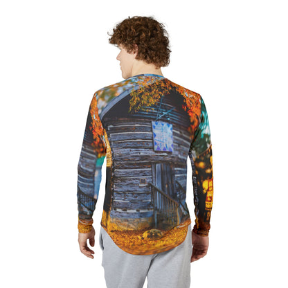 Rustic Autumn Cabin Long Sleeve Shirt — Men's UV Protection