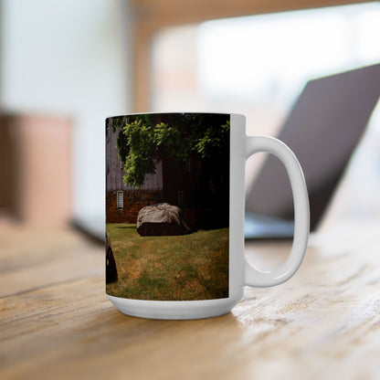 Elegant 15oz Ceramic Coffee Mug printed with a beautiful country landscape.
