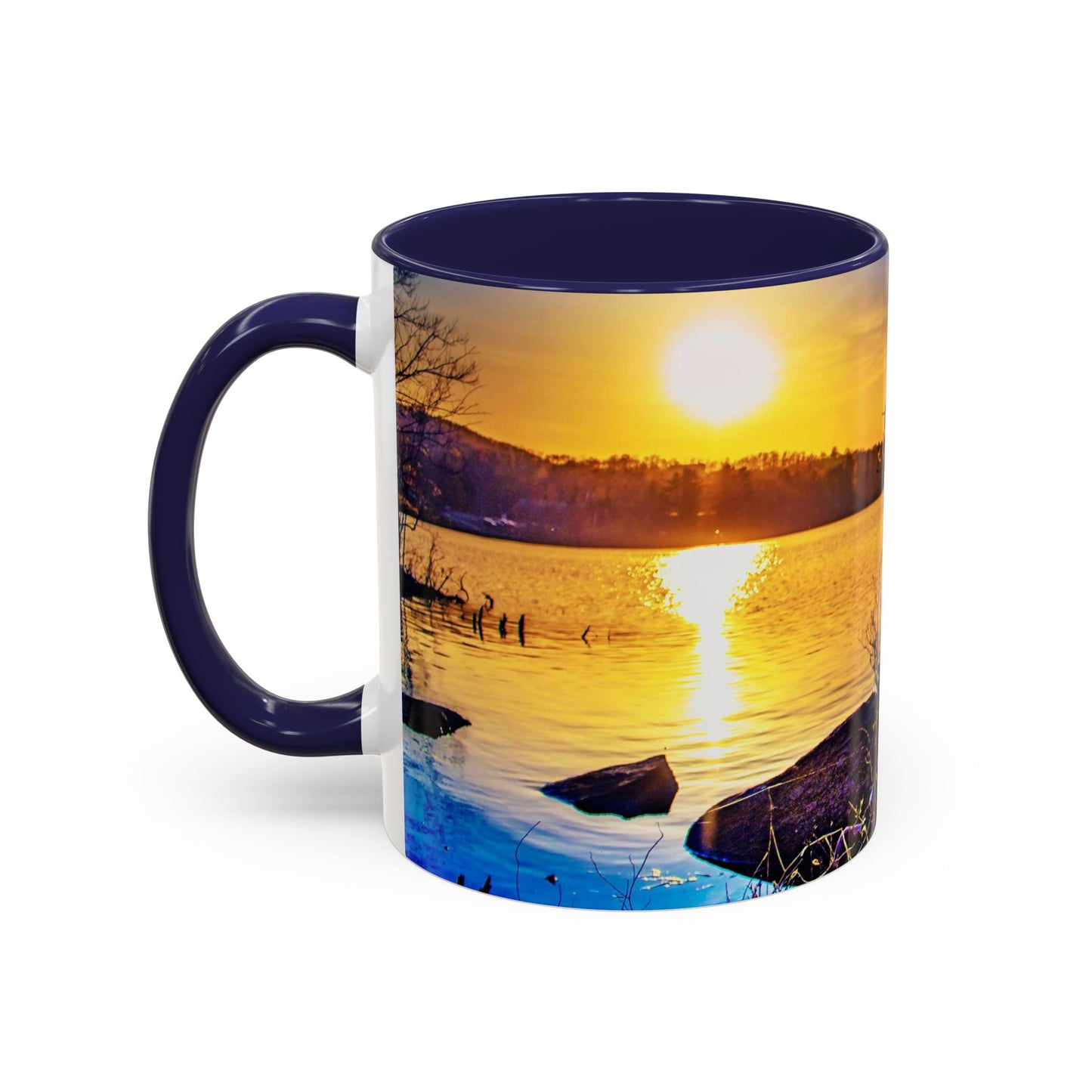 Two Tones, 11oz Accent, Ceramic Coffe Mug with Elegant High-Res, Full Color Natural Landscape Image.