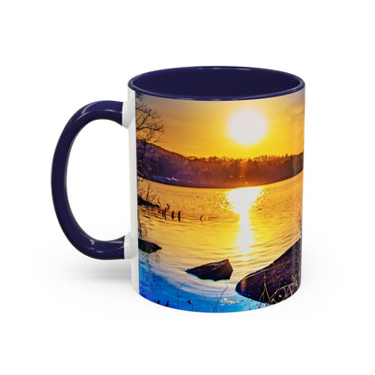 Two Tones, 11oz Accent, Ceramic Coffe Mug with Elegant High-Res, Full Color Natural Landscape Image.