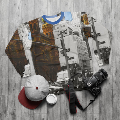 New York Vintage Cityscape Sweatshirt — Urban Street Scene