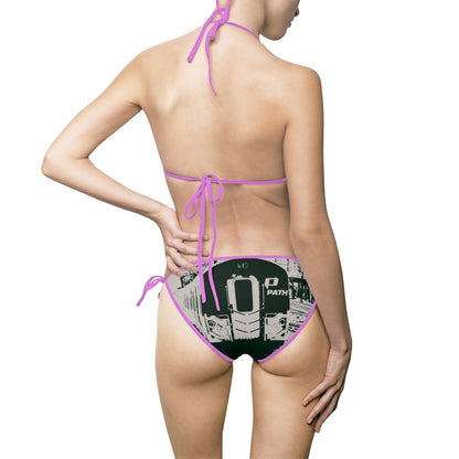 Women's Bikini Swimsuit — Black & White Path Train Station