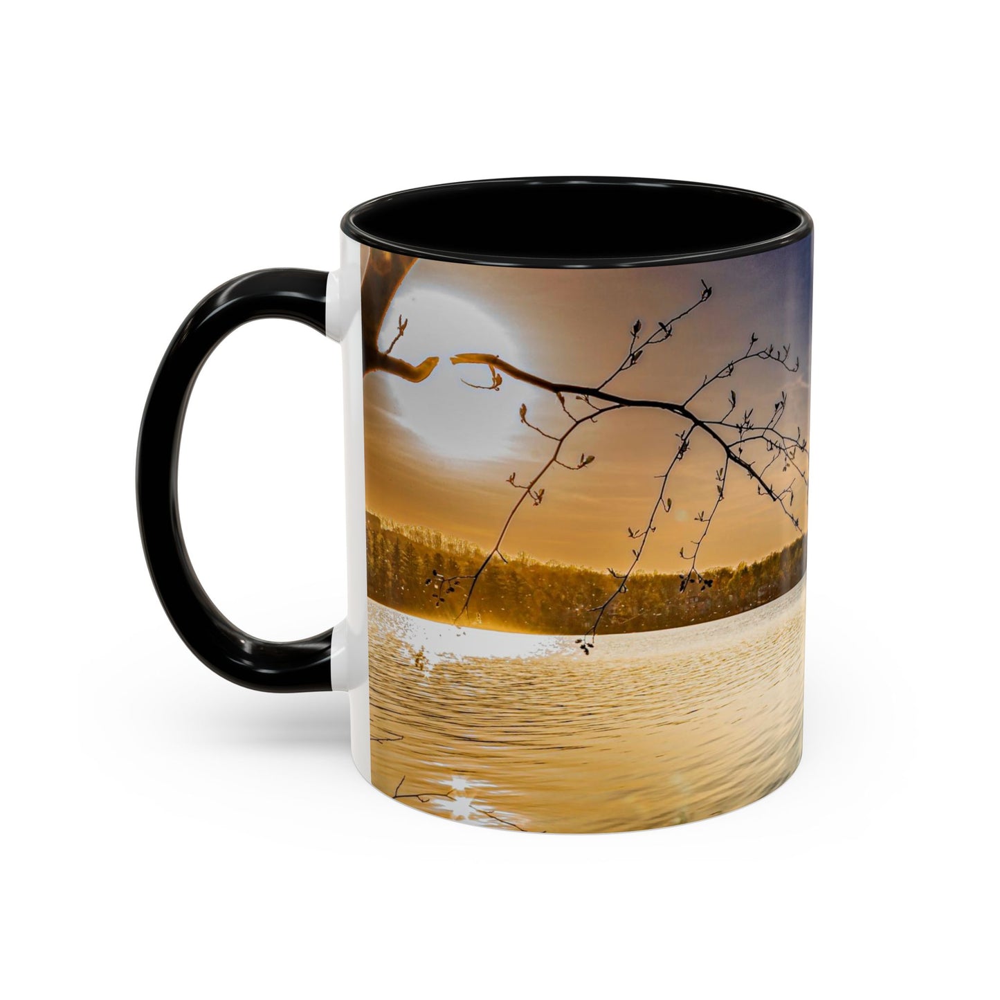 Two Tones, 11oz Accent, Ceramic Coffe Mug with Elegant High-Res, Full Color Natural Landscape Image.