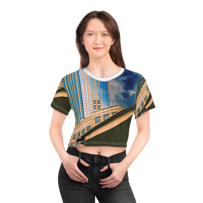 Architectural Photo Crop Tee — Urban Skyscraper All-Over Print