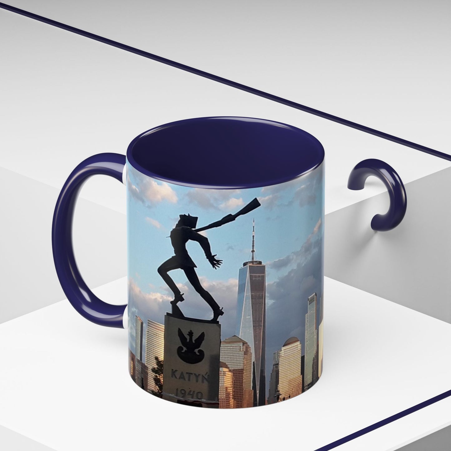 Two Tone Ceramic 11oz. Mug, Printed with a High-Res Image of  New  York City View.