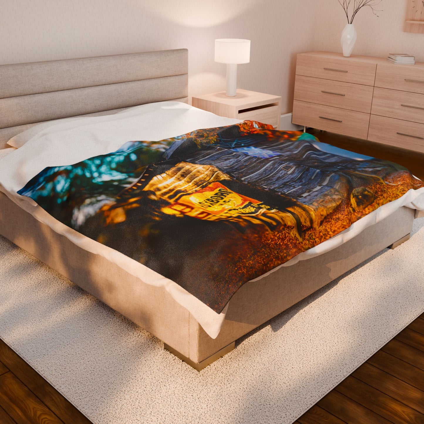 Velveteen Plush Blanket with beautiful car image.