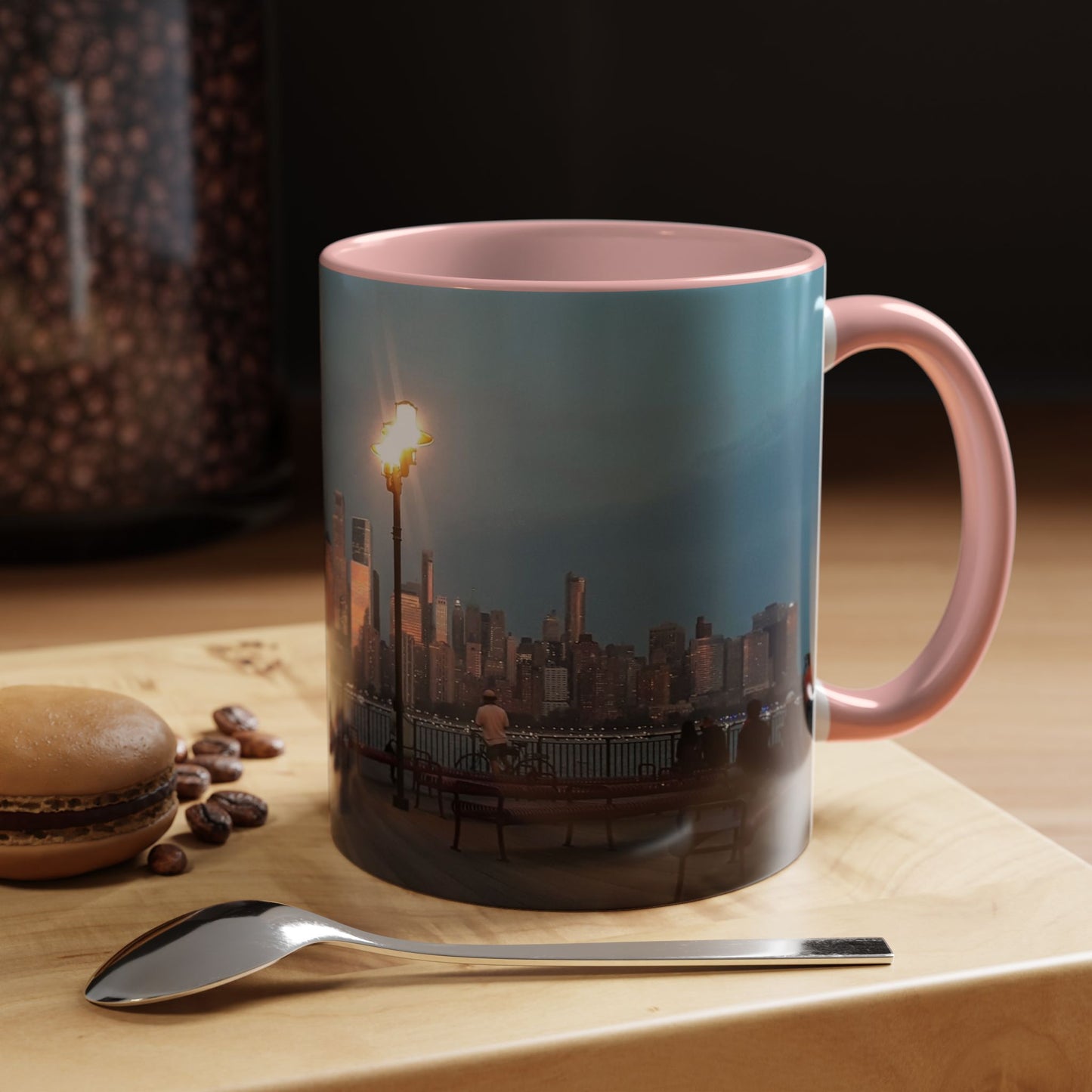 Two Tone 11 oz. Ceramic Mug, Printed with a High-Res Image of  New  York City View.