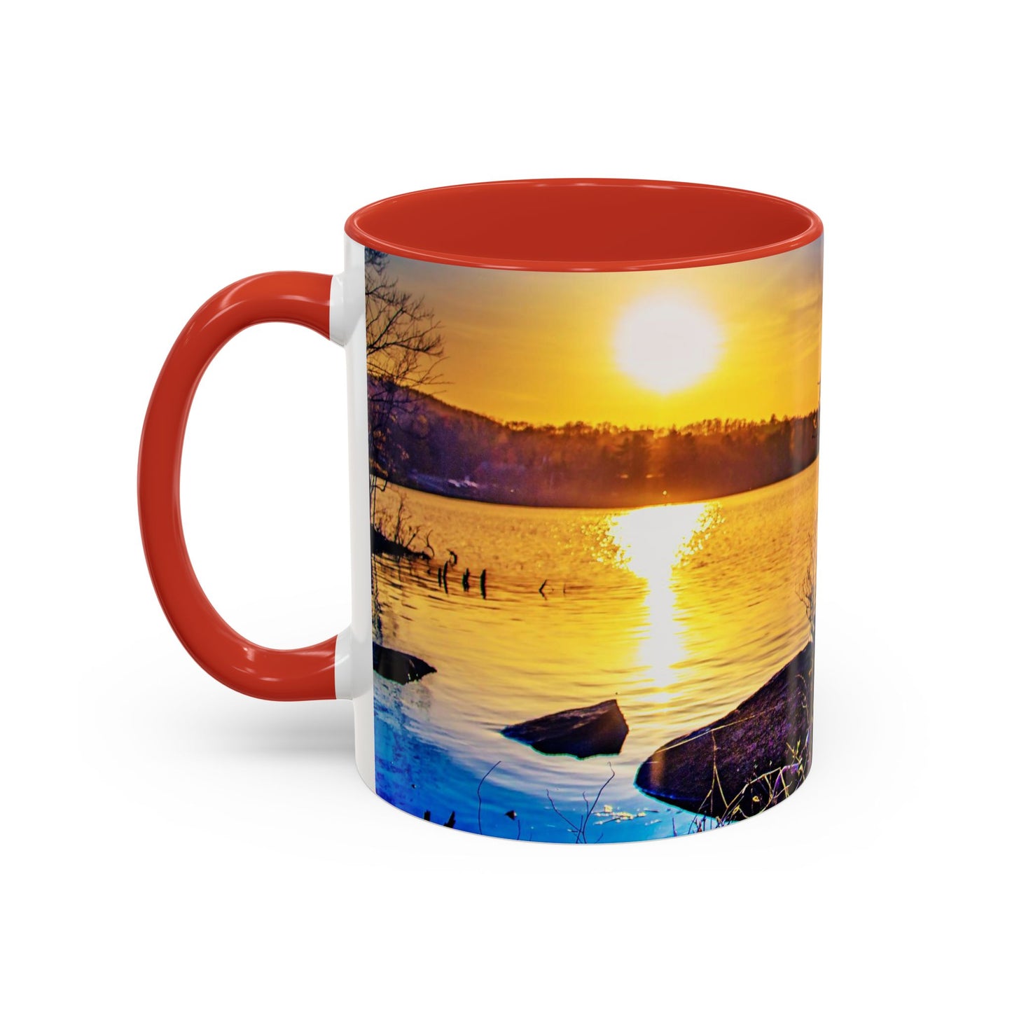 Two Tones, 11oz Accent, Ceramic Coffe Mug with Elegant High-Res, Full Color Natural Landscape Image.