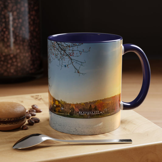 Two Tones, 11oz Accent, Ceramic Coffe Mug with Elegant High-Res, Full Color Natural Landscape Image.