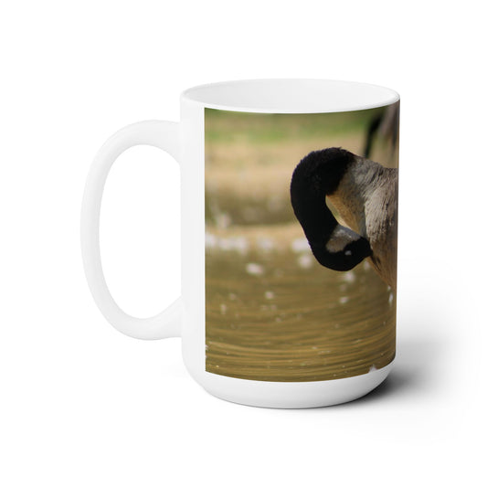 Elegant 15oz Ceramic Coffee Mug printed with a beautiful wild duck image.