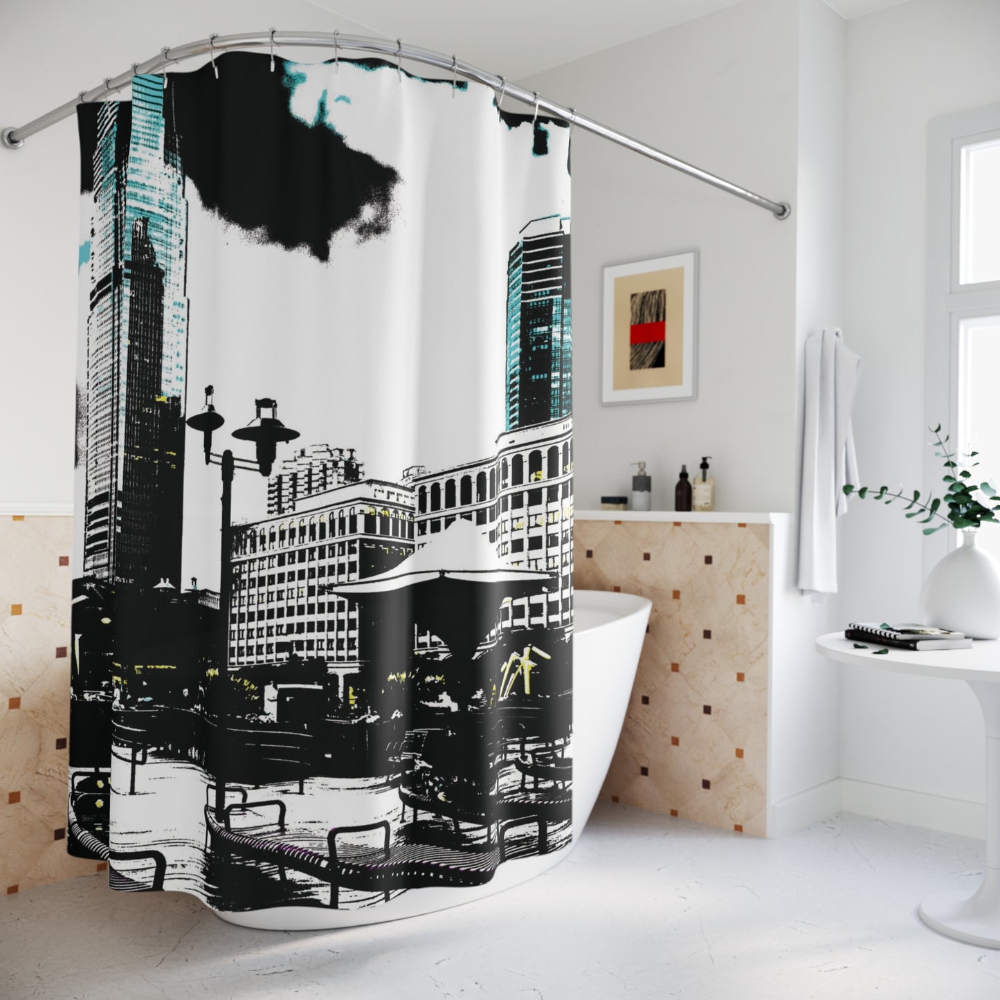 Shower Curtain Printed With Exclusive, High-Res, Full Color Beautiful Image.