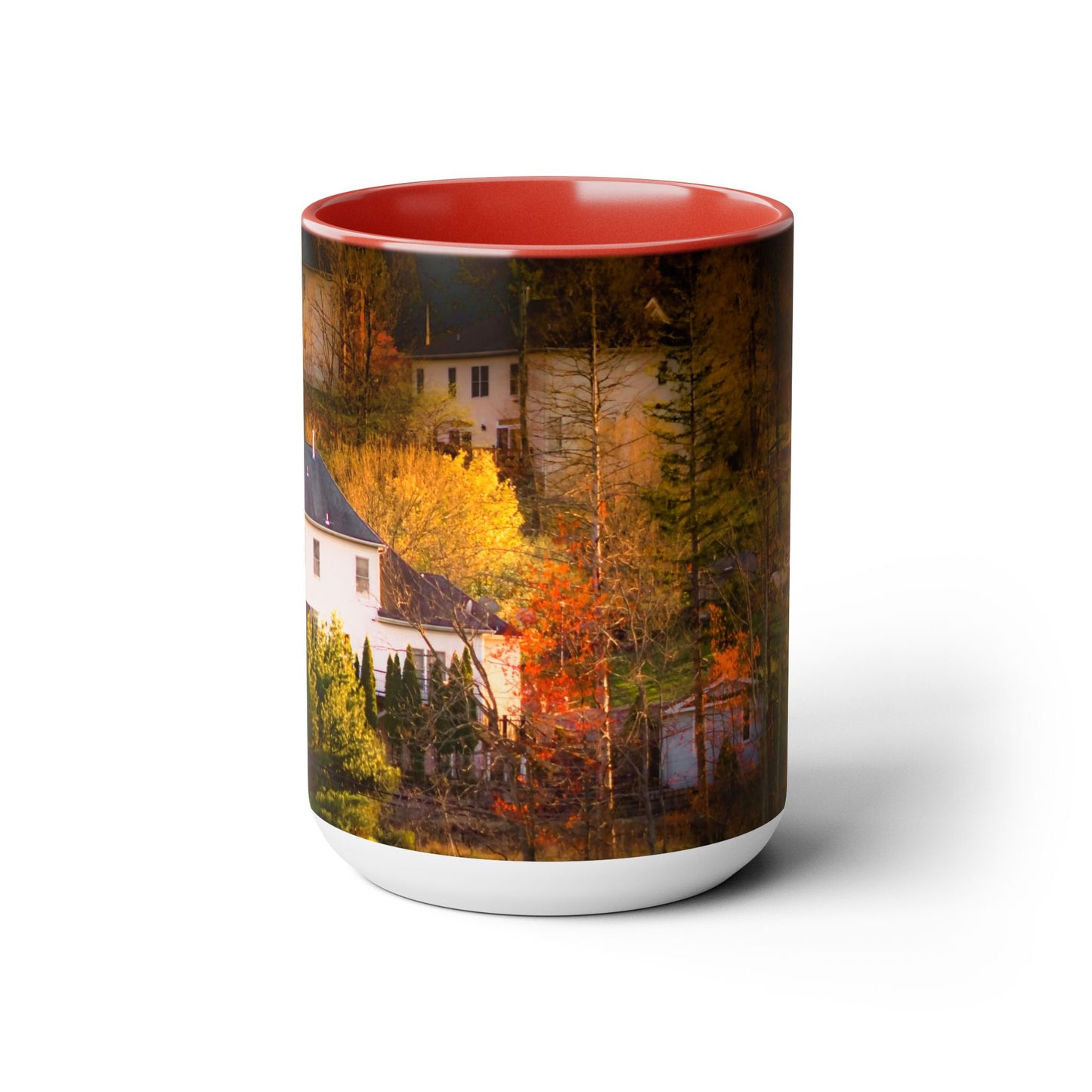 Two Tones, 15oz Ceramic Coffe Mug with Elegant High-Res, Full Color Natural Landscape Image.