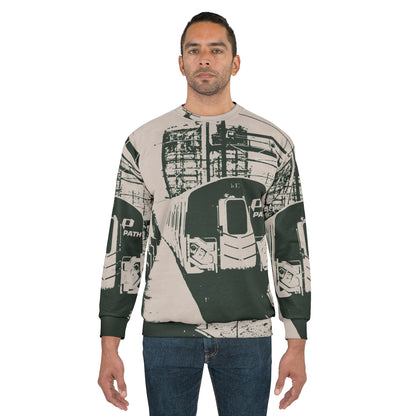 All-Over-Print Retro Train Sweatshirt — Urban Commuter Vibe