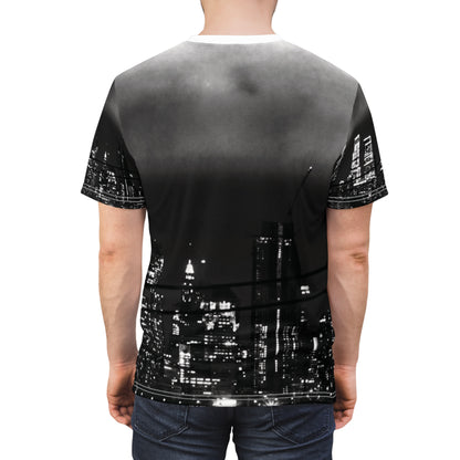 City Nightscape Tee — Black & White Skyline