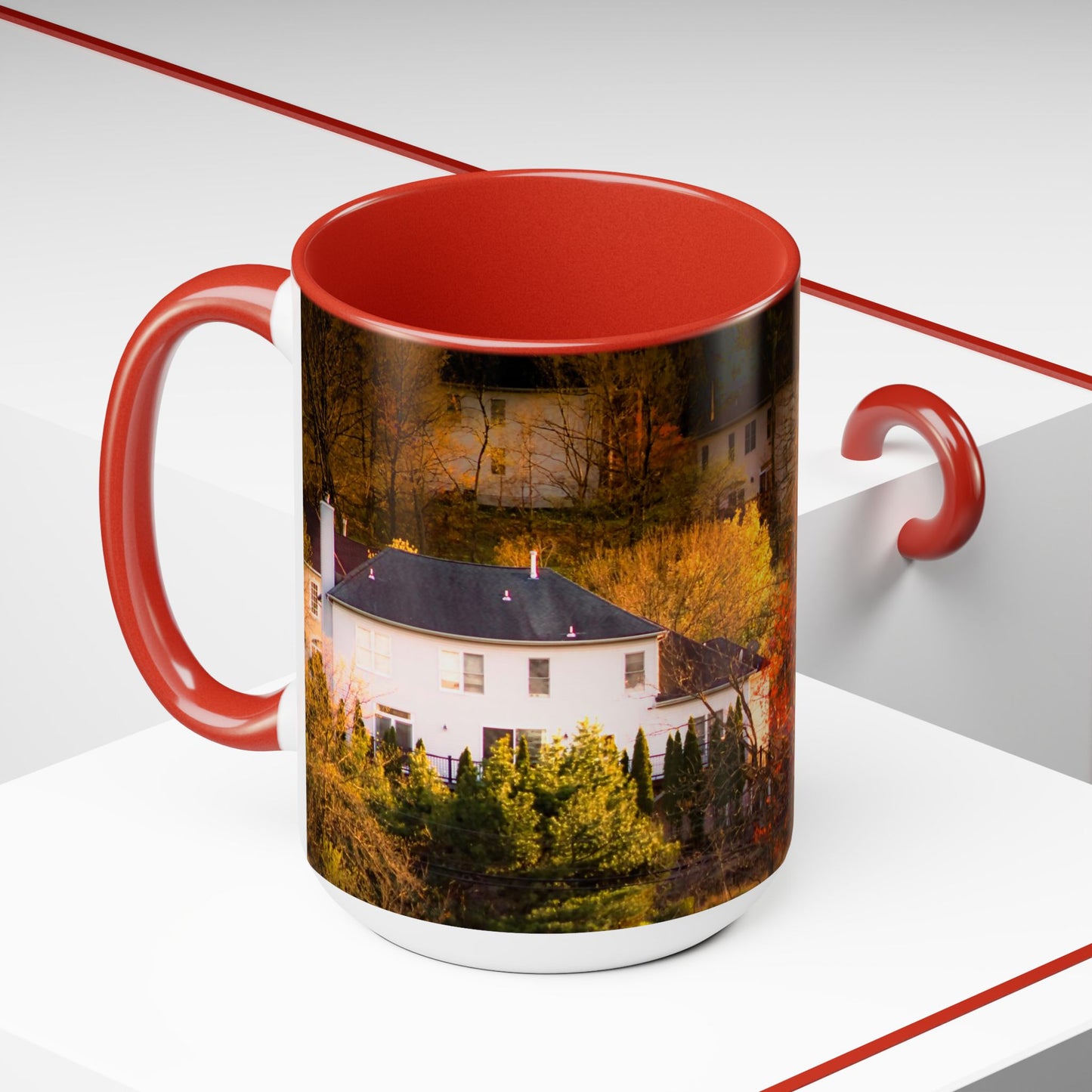 Two Tones, 15oz Ceramic Coffe Mug with Elegant High-Res, Full Color Natural Landscape Image.