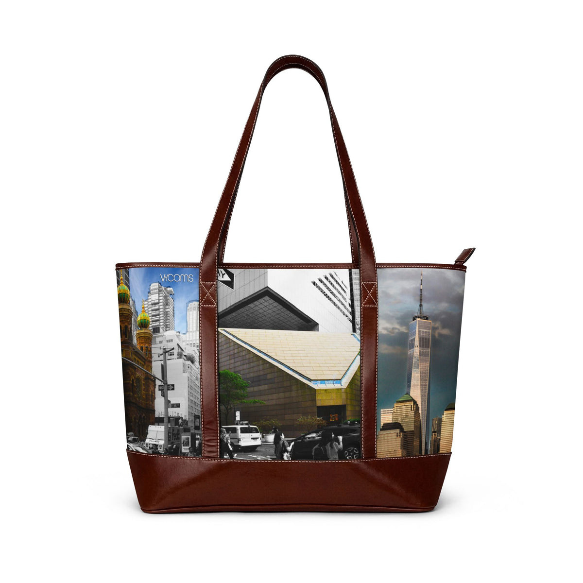 NYC Cityscape Tote Handbag — New York Skyline Patchwork Shoulder Bag