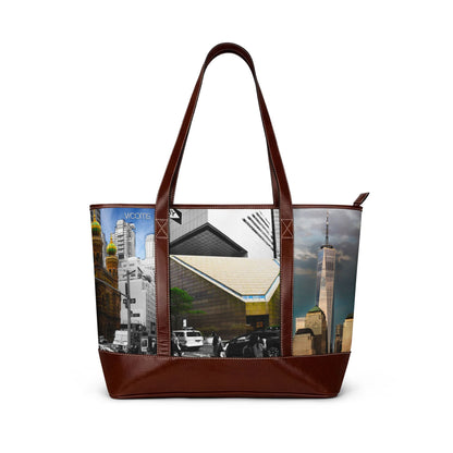 NYC Cityscape Tote Handbag — New York Skyline Patchwork Shoulder Bag