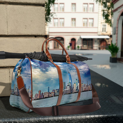 Waterproof Travel Bag — Skyline Print Duffel with NYC Cityscape