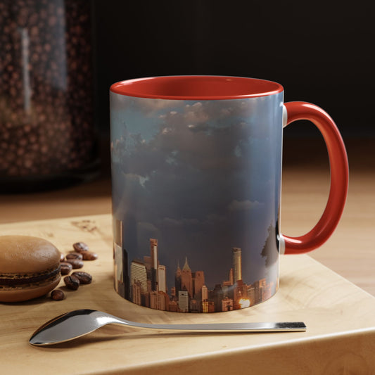 Two Tone Ceramic 11oz. Mug, Printed with a High-Res Image of  New  York City View.